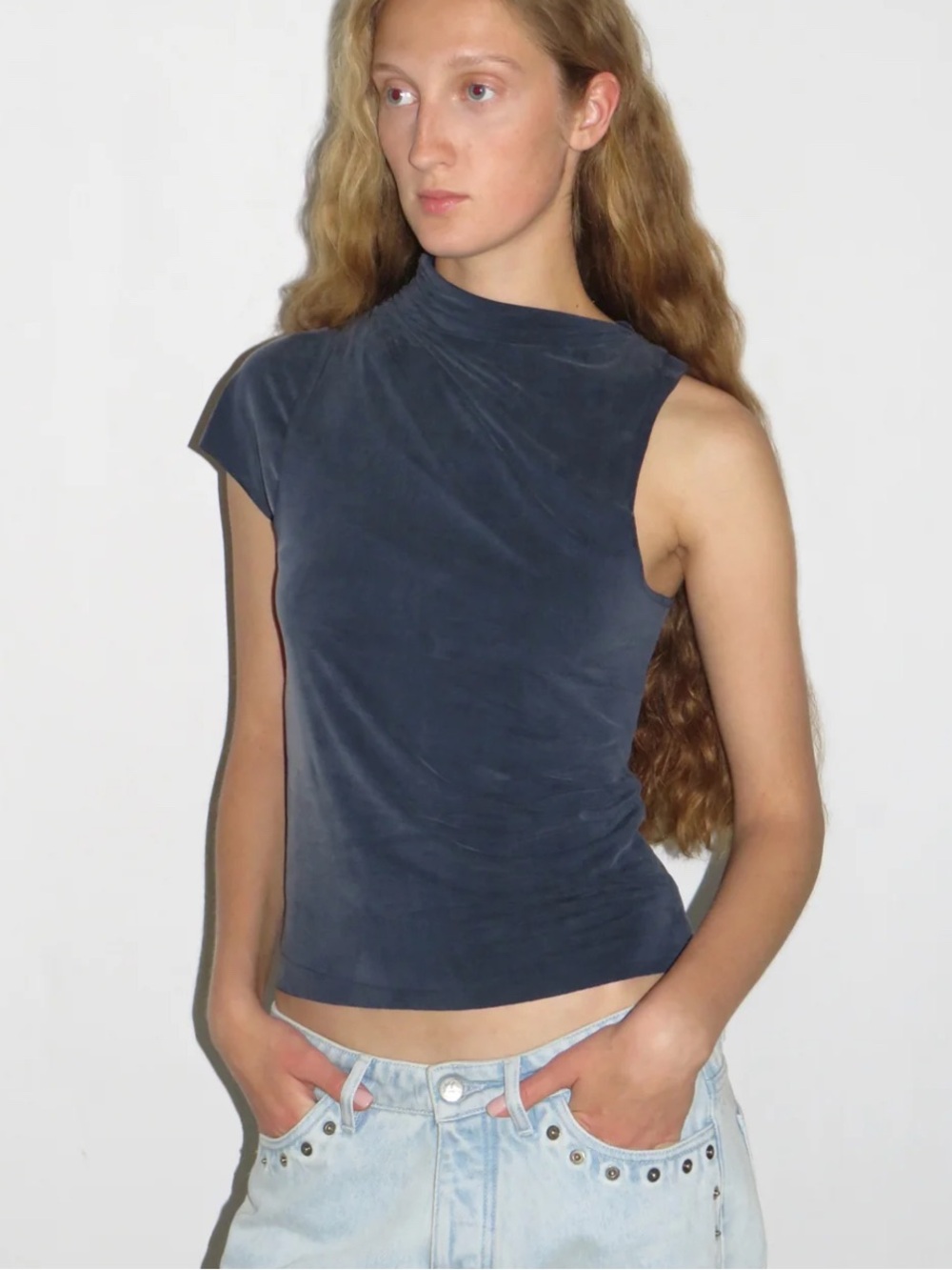 Paloma Wool Navy Elvira Top Size S